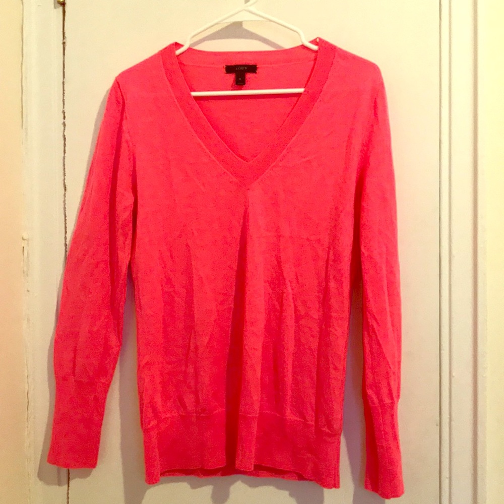 Beautiful J. Crew Watermelom V neck merino wool